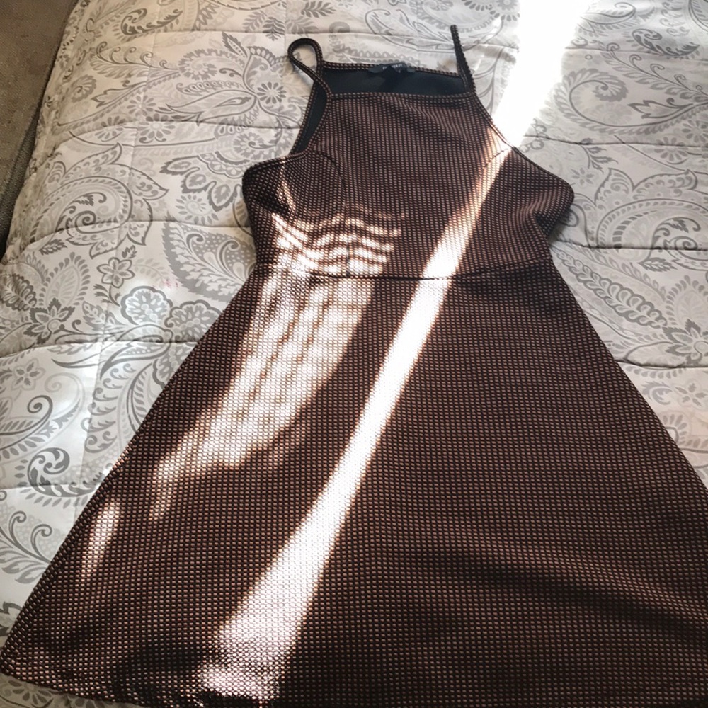 brown and black polkadot dress